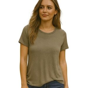 Questions Gray Polka Dot T-Shirt Casual Everyday‎ Top Size L